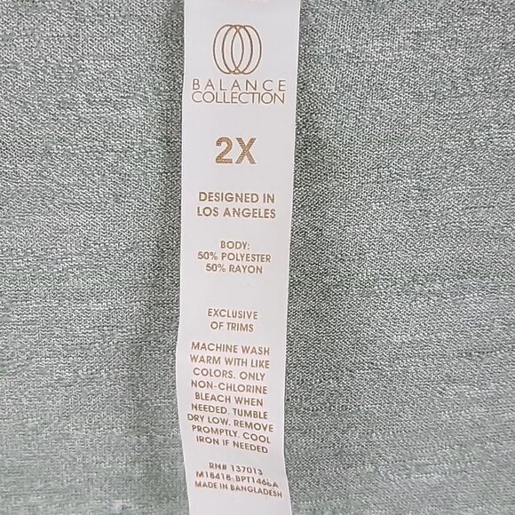 Balance Collection Yoga Short Sleeve Tee Slub Knit Mint Green Wrap Front Workout - Picture 5 of 7